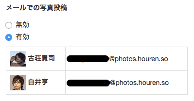 写真投稿用メールアドレス一覧